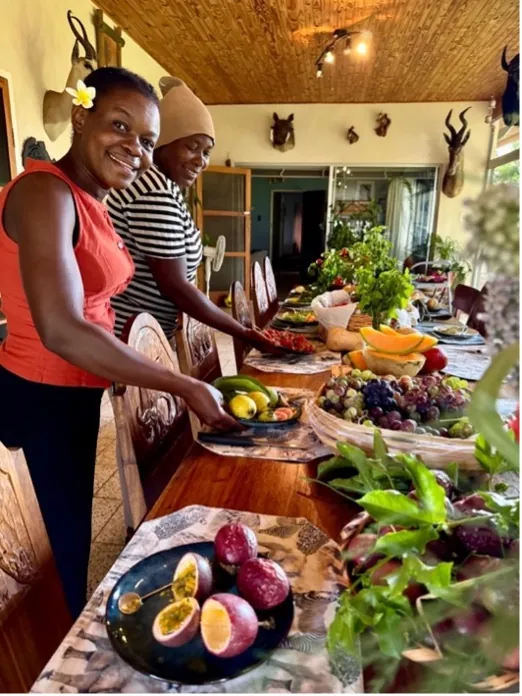Katrin preparing breakfast