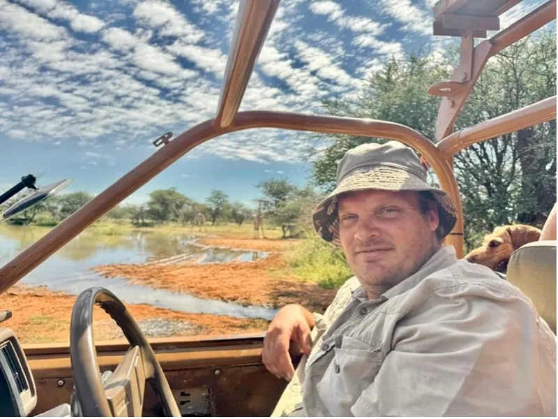 Hunter in tall grass